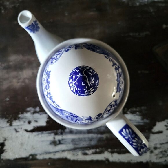 Spode Blue Italian Ascot Teapot Coffee Pot Blue Transferware 36 oz, Chateaucore - Picture 9 of 12